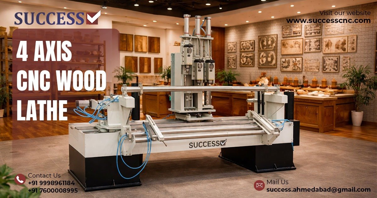 4 Axis CNC Wood Lathe Machine in India