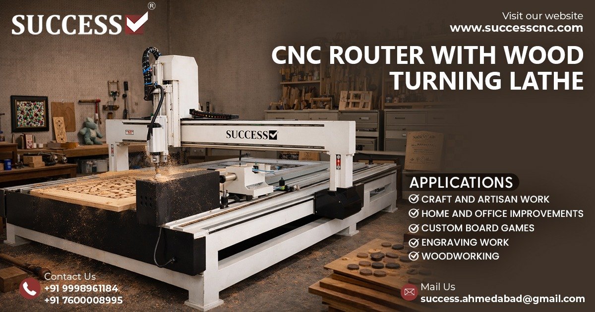 Top CNC Router with Wood Turning Lathe in Morbi