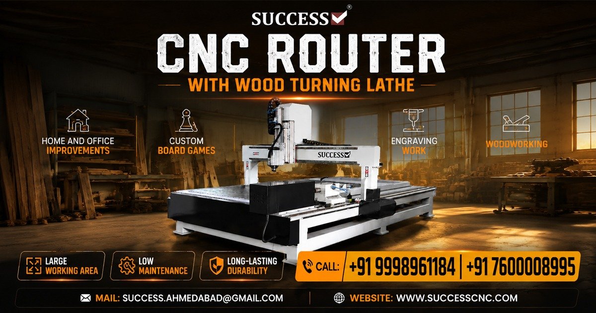 Premium CNC Router with Wood Turning Lathe in Rajkot