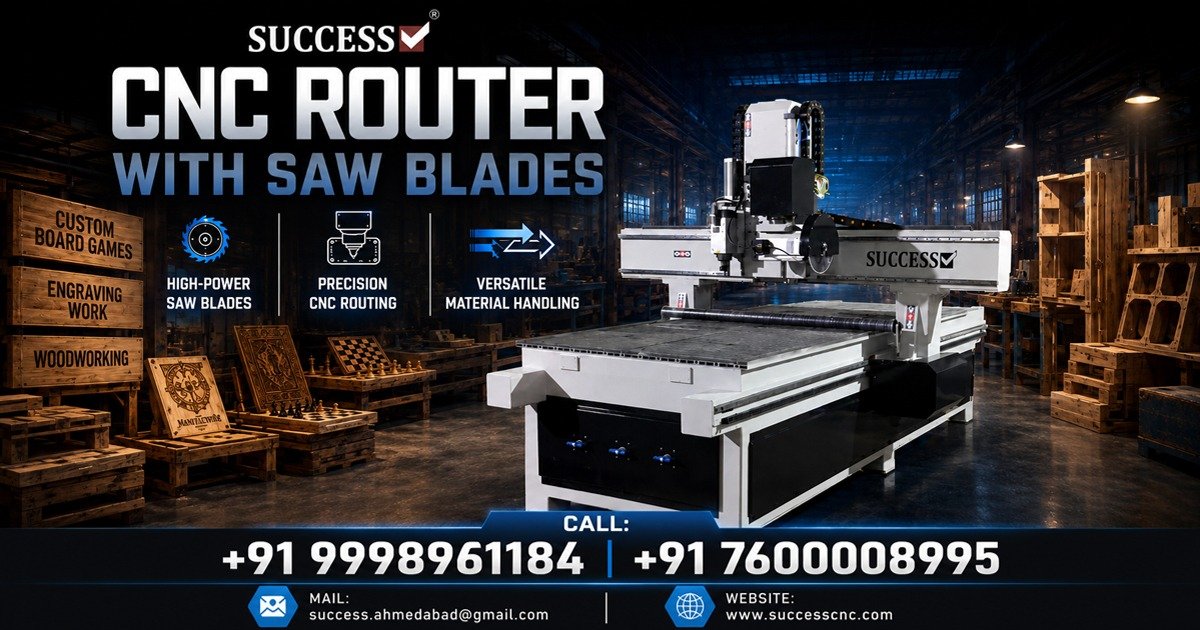 High-Performance CNC Router with Saw Blades Cutting Machine in Ahmedabad