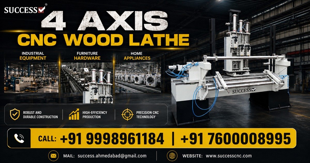 Premium 4 Axis CNC Wood Lathe Machine in Vadodara
