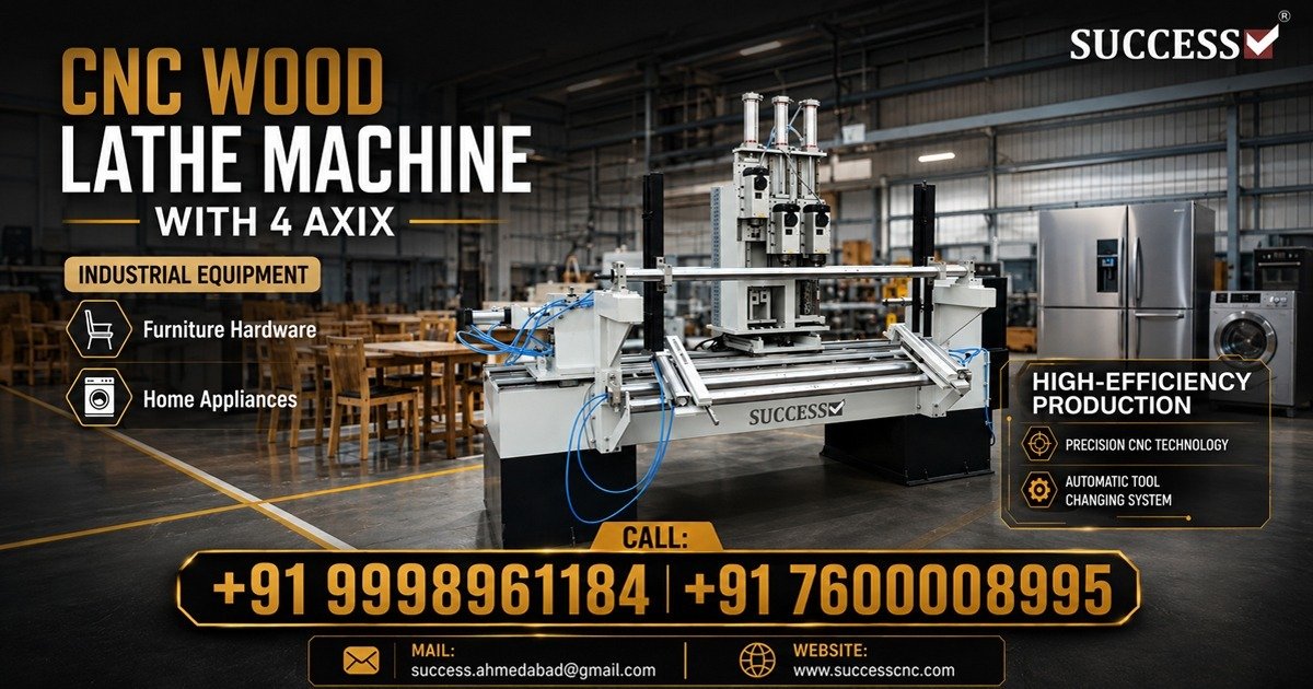 High-quality 4 Axis CNC Wood Lathe Machine in Rajkot
