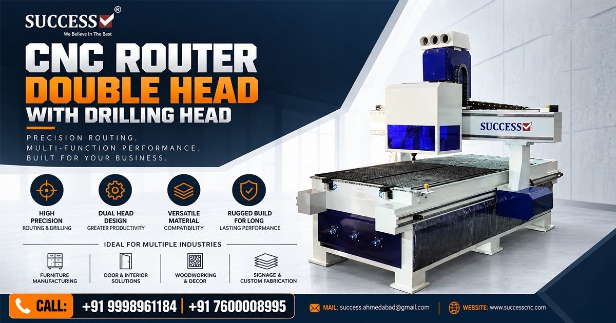 Best CNC Router Double Head with Drilling Head in Rajkot